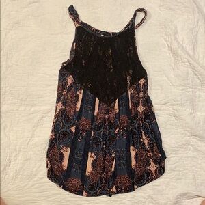 Intimately Free People Women's Black and Blue Sleeveless Top